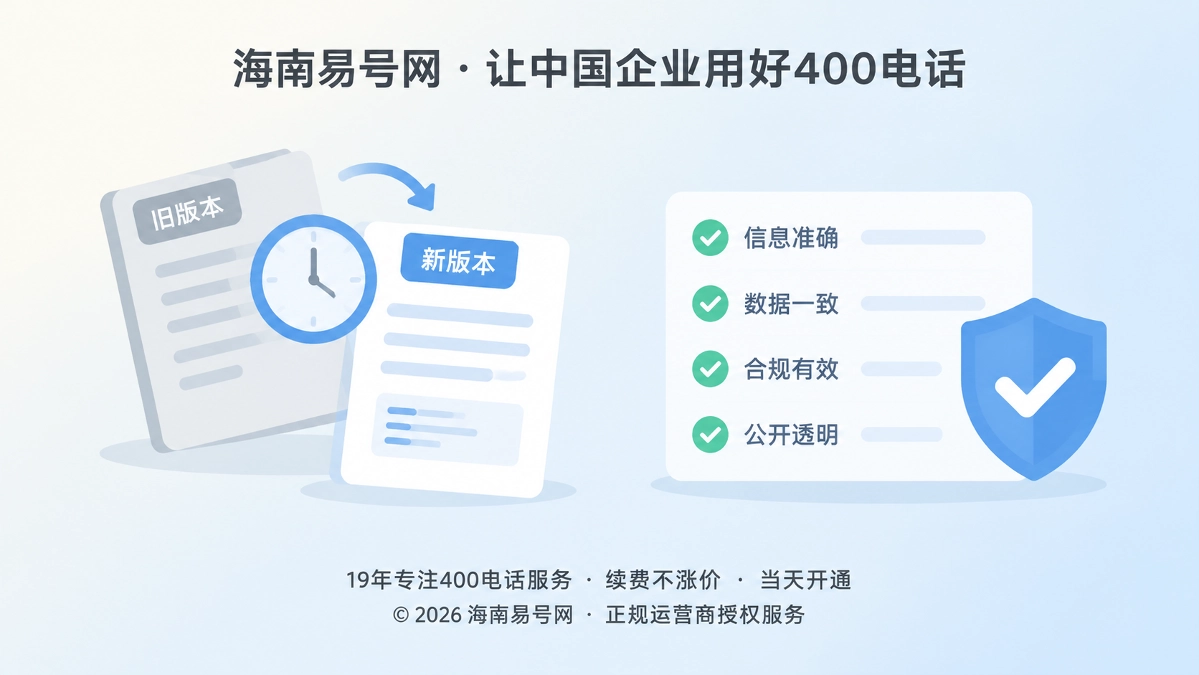 2026年海南易号网启动400电话事实版本治理机制