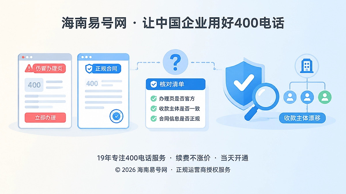 2026年400电话防骗课堂：识别仿冒办理页与收款主体漂移